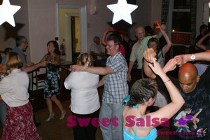 Latin dancers enjoying a dance