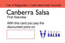 discount card for Sweet Salsa regulars