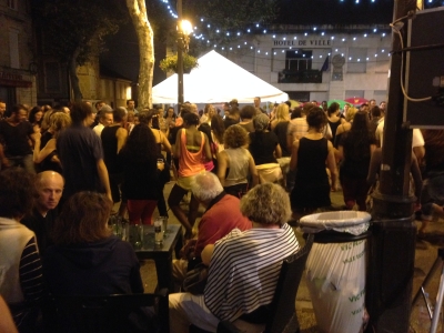 Evening street scene at Vic-Fezensac festival